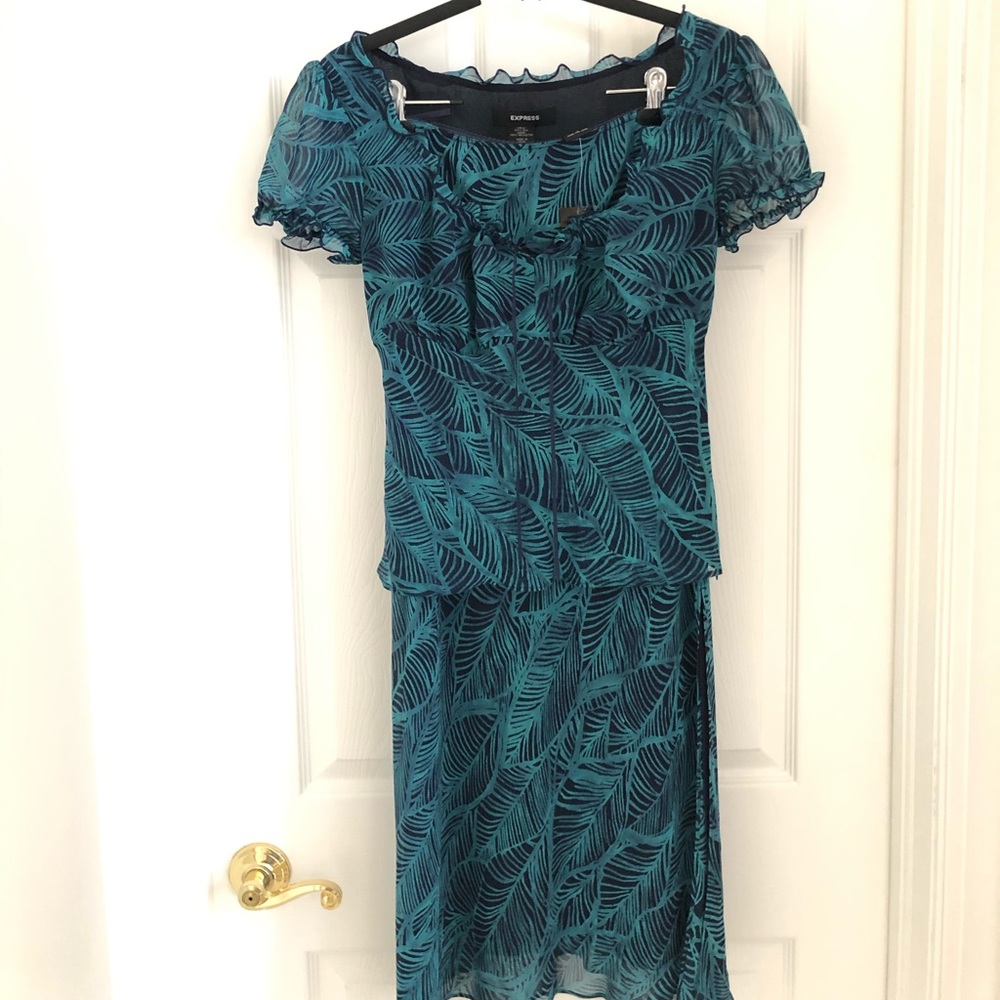 Express Silk Sheer Maxi Skirt & Blouse Dress Set - Picture 5 of 8